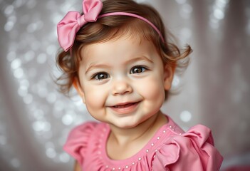 Adorable Baby Girl with Pink Bow
