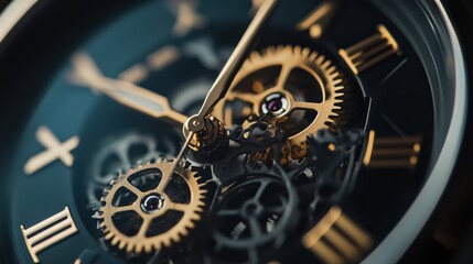Close-up of a Mechanical Watch Face