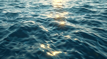 Serene Ocean Waves with Sunlight Reflection at Dusk - Peaceful Seascape Photography for Background