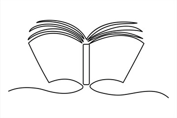 Continuous one line book drawing Isolated on white background vector illustration