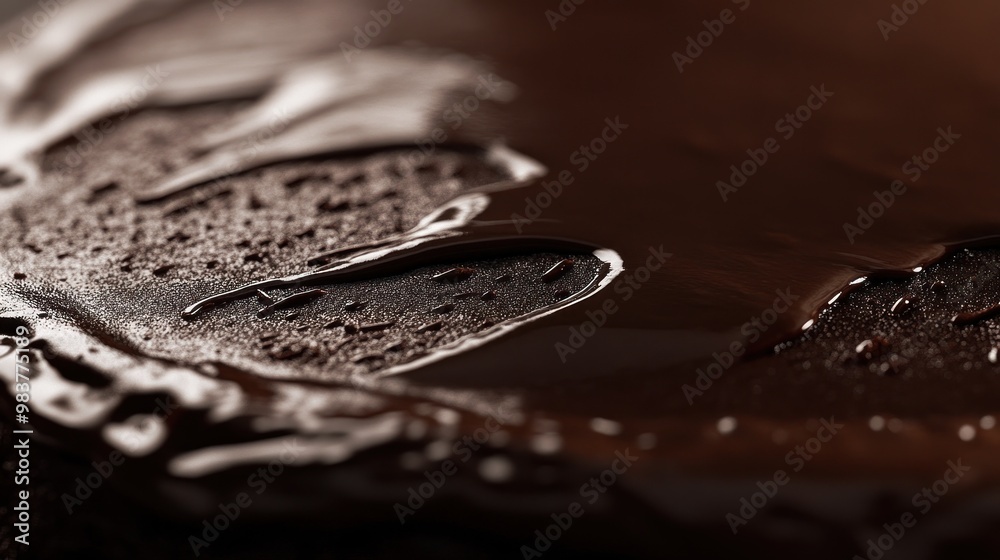 Sticker Close-up of rich, glossy chocolate melting on a surface.