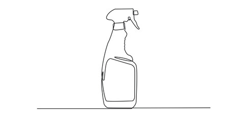continuous line of cleaning spray bottle.one line drawing of cleaning spray.single line vector illustration.isolated white background
