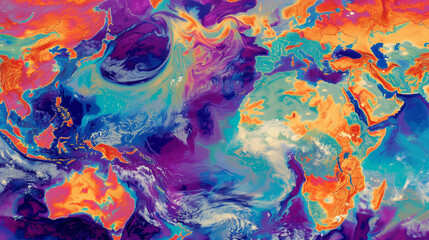a colorful painting of a rainbow colored liquid.