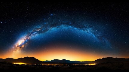 A blanket of stars covering the sky, with distant galaxies visible, casting a gentle glow over the quiet landscape