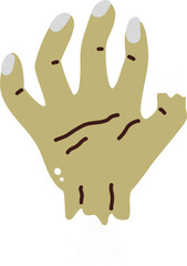 Obraz premium Cartoon zombie hand with bone and transparent background