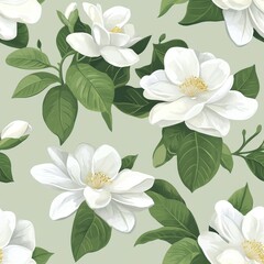 Obraz premium 240807 81. gardenia pattern banner wallpaper, simple background