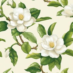 Obraz premium 240807 81. gardenia pattern banner wallpaper, simple background