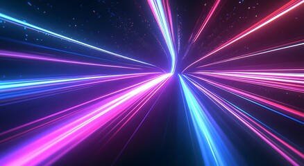 Light rays neon light streaks and speed lines 