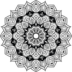 Fototapeta premium Beautiful floral pattern mandala art isolated on a white background, Coloring page design, coloring page vector.