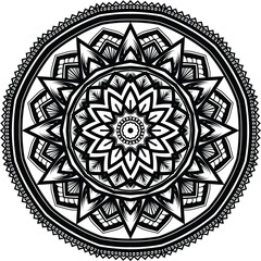 Beautiful floral pattern mandala art isolated on a white background, Coloring page design, coloring page vector.
