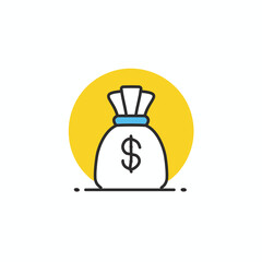 Fototapeta premium Simple Money Bag Icon with Dollar Sign