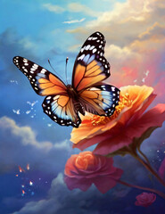 Fototapeta premium butterfly on flower