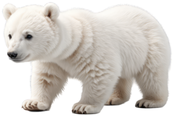 White Portrait Polar Bear Isolated on transparent Background