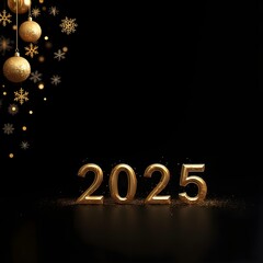 Golden text wishes a Happy New Year 2025, chasing dreams in 2025