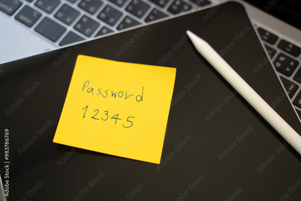 Poster password protection note paper on computer password security and data security protection password p