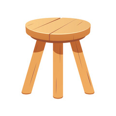 Wooden stool vector isolated on white background.