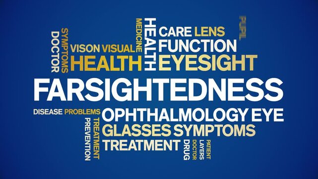 Farsightedness animated word cloud;text design animation tag kinetic typography seamless loop.