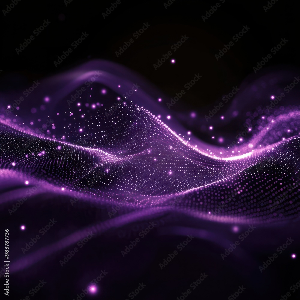 Wall mural Digital purple particles wave and light abstract background with shining dots stars. --v 6.1 Job ID: 48b61afc-9a93-4e1b-ac30-ca8147101c20