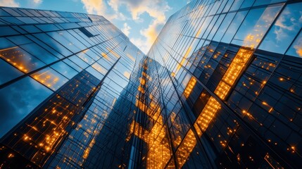 Reflections of Urban Architecture at Sunset