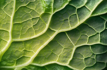 Naklejka premium close-up shot of the intricate veins on a lettuce leaf