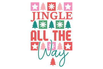 Jingle All the Wa Christmas Retro T-shirt Design