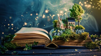 Enchanted Storybook with a Miniature House