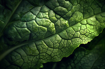 Obraz premium close-up shot of the intricate veins on a lettuce leaf