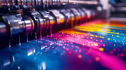 printer’s view of CMYK ink jets applying each color in rapid succession