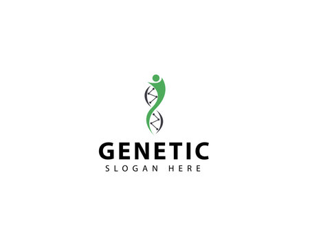 Genetics logo icon, vector symbol design with people concept. DNA and Genetics logo template for medical and healthcare clinics.