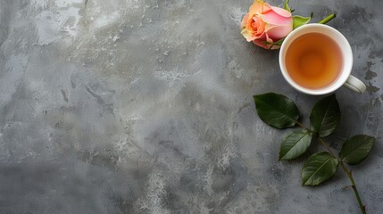 Serene Tea Moment with Pink Rose