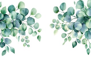 Watercolor eucalyptus leaf isolated on white background