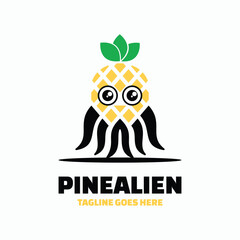 Vector Logo Illustration Pin Alien Mascot Cartoon Style