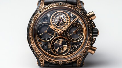 Intricate luxury watch showcasing detailed craftsmanship and design.
