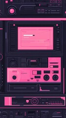Obraz premium Retro old computer user interface,Pink Y2K computer window page and retro interface of PC screenTrendy,y2k pc element,8 bit pixel art,Transgressive conceptual modern art,kawaii retro 90s style.