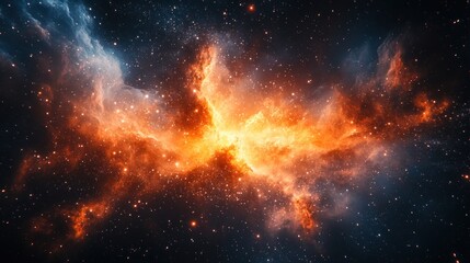 Fototapeta premium A vibrant cosmic nebula filled with stars and swirling gases.