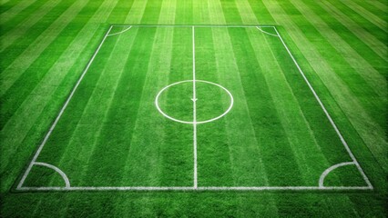 Obraz premium A soccer field with green grass and white markings , sports, FIFA, game, competition, stadium, outdoor, athletic, goal