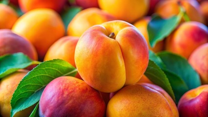 Soft, juicy apricots flaunt their bright orange color against a lively background, creating a perfect representation of