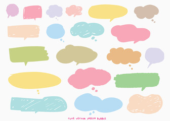 Cute vector speech bubble colorful set,Hand drawn set of speech bubbles with handwritten for book ,card, business, poster design. Vector illustration design for fashion fabrics,cute doodle