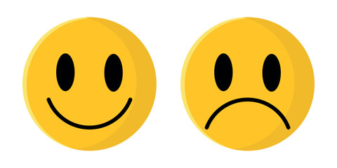 round yellow smiley and sad emotes