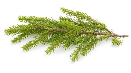 A beautifully detailed fluffy spruce branch, showcasing lush green needles and a soft, textured appearance, perfect for holiday decor, winter themes, or nature-inspired designs, 