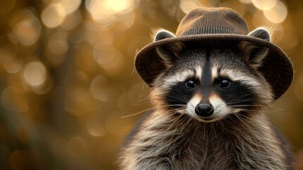 Obraz premium Minimalist background: Loveable raccoon character portrait, perfect for Valentine's Day cards and zoo-themed decoration