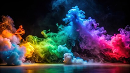 Colorful smoke dances gracefully in the darkness, creating a mesmerizing visual spectacle, Colorful, smoke, graceful