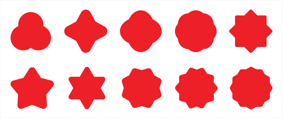 Set of red starburst. Starburst red sticker set. Collection of special offer sales, Price stickers, sale Price sticker, price tag, starburst, retro stars. Vector illustration