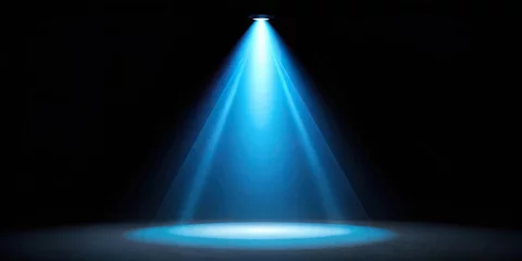 Ingelijste posters Aerial blue spotlight light beam on black background © Sayfar