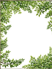 Obraz premium Green leaf border frame PNG transparent background