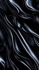 Fototapeta premium Glossy Black Fabric with Fluid Motion and Texture