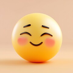 Fototapeta premium 3D Emoji Icon: Blushing Face for Shy Reactions Illustration Logo