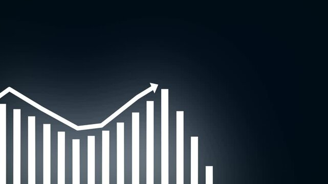 Digital blue bar chart with growing business concept. Hi-tech style technology chart