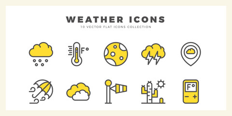 10 Weather Two Color icon pack. vector illustration.