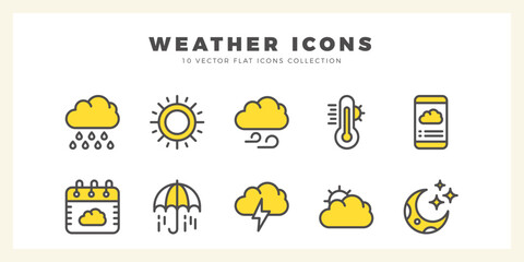 10 Weather Two Color icon pack. vector illustration.